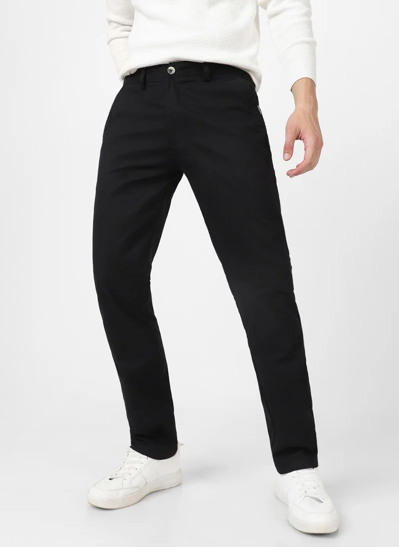Urbano Fashion  Urbano Fashion Men's Black Cotton Slim Fit Casual Chinos Trousers for Men | Best Price UAE